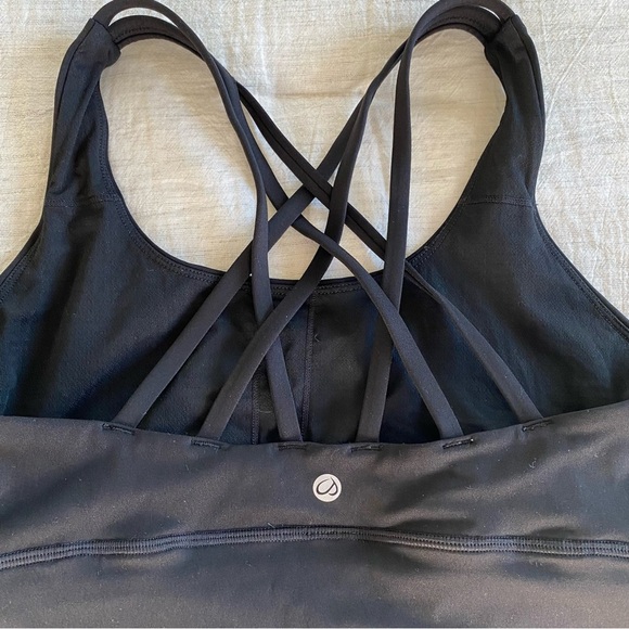 CRZ Longline Sports Bra Black Strappy Energy Bralette Yoga Workout Barre Run - Picture 3 of 5